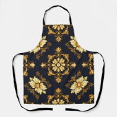"Barockes Ornament-Muster in Gold und Schwarz" Dec Schürze (Vorderseite)