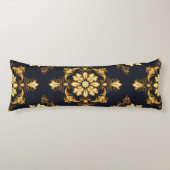 "Barockes Ornament-Muster in Gold und Schwarz" Dec Seitenschläferkissen (Vorderseite)