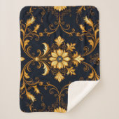 "Barockes Ornament-Muster in Gold und Schwarz" Dec Sherpadecke (Vorderseite)