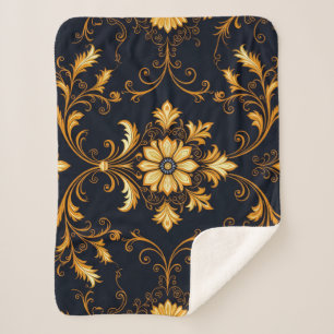 "Barockes Ornament-Muster in Gold und Schwarz" Dec Sherpadecke