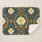 "Barockes Ornament-Muster in Gold und Schwarz" Dec Sherpadecke (Vorderseite (Horizontal))