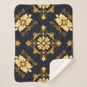 "Barockes Ornament-Muster in Gold und Schwarz" Dec Sherpadecke