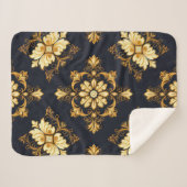 "Barockes Ornament-Muster in Gold und Schwarz" Dec Sherpadecke (Vorderseite (Horizontal))