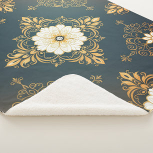 "Barockes Ornament-Muster in Gold und Schwarz" Dec Sherpadecke