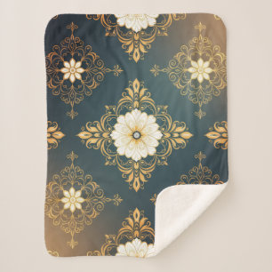 "Barockes Ornament-Muster in Gold und Schwarz" Dec Sherpadecke