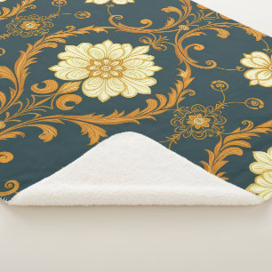 "Barockes Ornament-Muster in Gold und Schwarz" Dec Sherpadecke