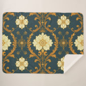 "Barockes Ornament-Muster in Gold und Schwarz" Dec Sherpadecke (Vorderseite (Horizontal))