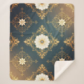 "Barockes Ornament-Muster in Gold und Schwarz" Dec Sherpadecke (Vorderseite)
