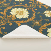 "Barockes Ornament-Muster in Gold und Schwarz" Dec Sherpadecke (3/4)