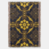 "Barockes Ornament-Muster in Gold und Schwarz" Decke (Vorderseite Vertikal)
