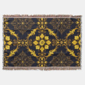 "Barockes Ornament-Muster in Gold und Schwarz" Decke (Vorderseite)