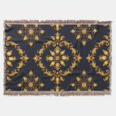 "Barockes Ornament-Muster in Gold und Schwarz" Decke (Vorderseite)