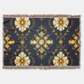 "Barockes Ornament-Muster in Gold und Schwarz" Decke (Vorderseite)