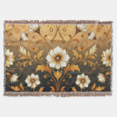 "Barockes Ornament-Muster in Gold und Schwarz" Decke (Vorderseite)