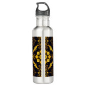 "Barockes Ornament-Muster in Gold und Schwarz" Edelstahlflasche (Rückseite)