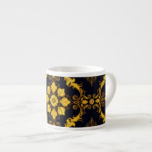 "Barockes Ornament-Muster in Gold und Schwarz" Espressotasse (Vorderseite Rechts)