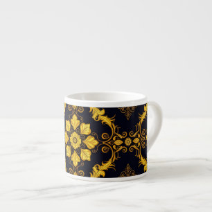 "Barockes Ornament-Muster in Gold und Schwarz" Espressotasse
