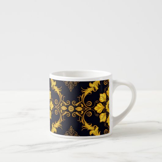 "Barockes Ornament-Muster in Gold und Schwarz" Espressotasse (Rechts)