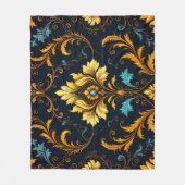 "Barockes Ornament-Muster in Gold und Schwarz" Fleecedecke (Vorderseite)