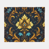 "Barockes Ornament-Muster in Gold und Schwarz" Fleecedecke (Vorderseite (Horizontal))