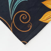 "Barockes Ornament-Muster in Gold und Schwarz" Fleecedecke (Ecke)
