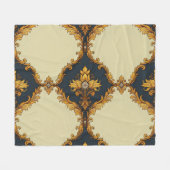 "Barockes Ornament-Muster in Gold und Schwarz" Fleecedecke (Vorderseite (Horizontal))