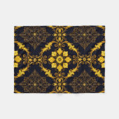 "Barockes Ornament-Muster in Gold und Schwarz" Fleecedecke (Vorderseite (Horizontal))