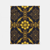 "Barockes Ornament-Muster in Gold und Schwarz" Fleecedecke (Vorderseite)