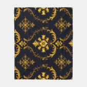 "Barockes Ornament-Muster in Gold und Schwarz" Fleecedecke (Vorderseite)