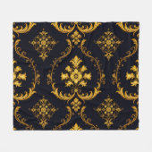 "Barockes Ornament-Muster in Gold und Schwarz" Fleecedecke (Vorderseite (Horizontal))