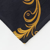 "Barockes Ornament-Muster in Gold und Schwarz" Fleecedecke (Ecke)