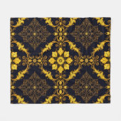"Barockes Ornament-Muster in Gold und Schwarz" Fleecedecke (Vorderseite (Horizontal))