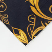 "Barockes Ornament-Muster in Gold und Schwarz" Fleecedecke (Ecke)