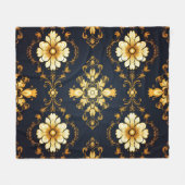 "Barockes Ornament-Muster in Gold und Schwarz" Fleecedecke (Vorderseite (Horizontal))
