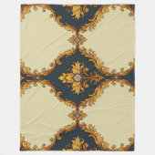 "Barockes Ornament-Muster in Gold und Schwarz" Fleecedecke (Vorderseite)
