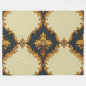 "Barockes Ornament-Muster in Gold und Schwarz" Fleecedecke (Vorderseite (Horizontal))