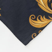 "Barockes Ornament-Muster in Gold und Schwarz" Fleecedecke (Ecke)