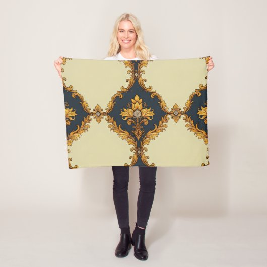 "Barockes Ornament-Muster in Gold und Schwarz" Fleecedecke (Beispiel)
