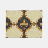 "Barockes Ornament-Muster in Gold und Schwarz" Fleecedecke (Vorderseite (Horizontal))