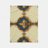 "Barockes Ornament-Muster in Gold und Schwarz" Fleecedecke (Vorderseite)
