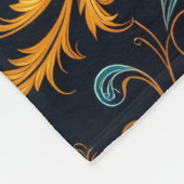 "Barockes Ornament-Muster in Gold und Schwarz" Fleecedecke (Ecke)