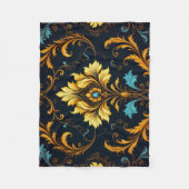 "Barockes Ornament-Muster in Gold und Schwarz" Fleecedecke (Vorderseite)