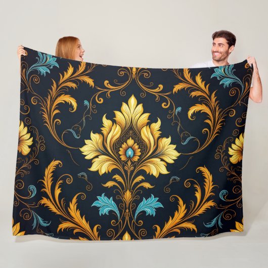 "Barockes Ornament-Muster in Gold und Schwarz" Fleecedecke (Beispiel)