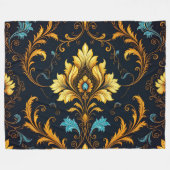 "Barockes Ornament-Muster in Gold und Schwarz" Fleecedecke (Vorderseite (Horizontal))