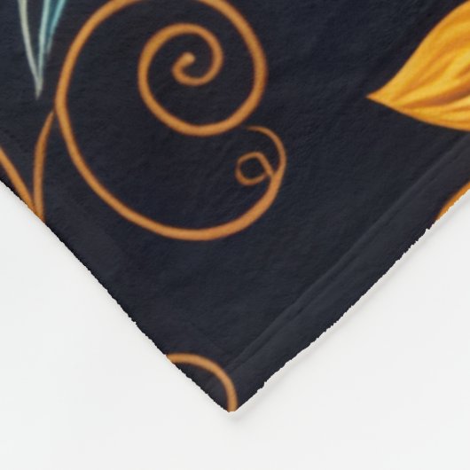 "Barockes Ornament-Muster in Gold und Schwarz" Fleecedecke (Ecke)