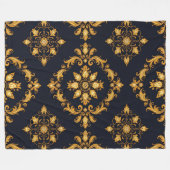 "Barockes Ornament-Muster in Gold und Schwarz" Fleecedecke (Vorderseite (Horizontal))