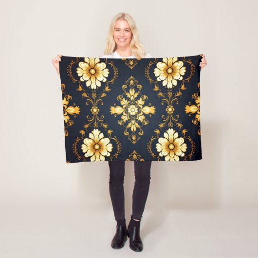 "Barockes Ornament-Muster in Gold und Schwarz" Fleecedecke (Beispiel)