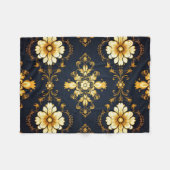 "Barockes Ornament-Muster in Gold und Schwarz" Fleecedecke (Vorderseite (Horizontal))