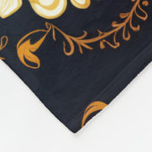 "Barockes Ornament-Muster in Gold und Schwarz" Fleecedecke (Ecke)