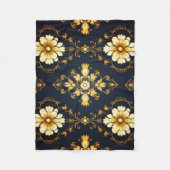 "Barockes Ornament-Muster in Gold und Schwarz" Fleecedecke (Vorderseite)